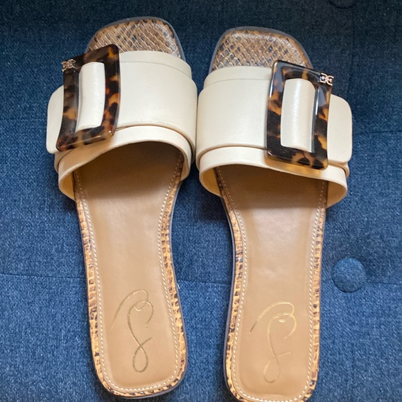 Sam Edelman slides - with large tortoise shell buckle - worn 2 times - Picture 1 of 3